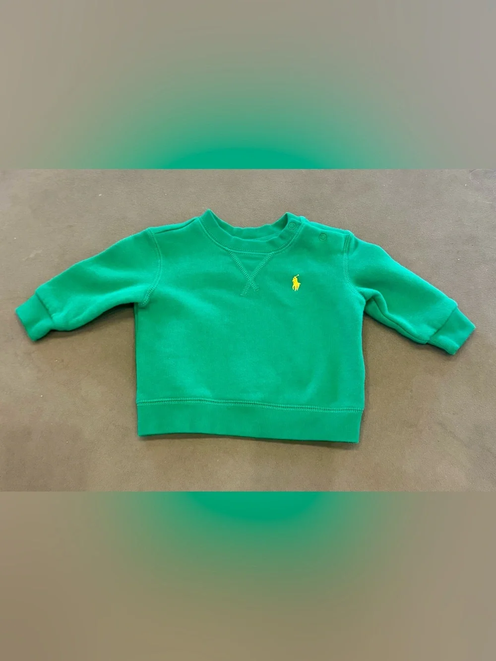 Ralph Lauren Green Toddler Sweatshirt with Yellow Polo Pony